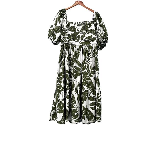 NEW Abercrombie & Fitch Emerson Linen-Blend Puff Sleeve Midi Dress XXLT - Picture 9 of 13